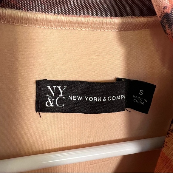 New York & Co Wrap Neck Blouse Orange Pink Marble S - Picture 9 of 10